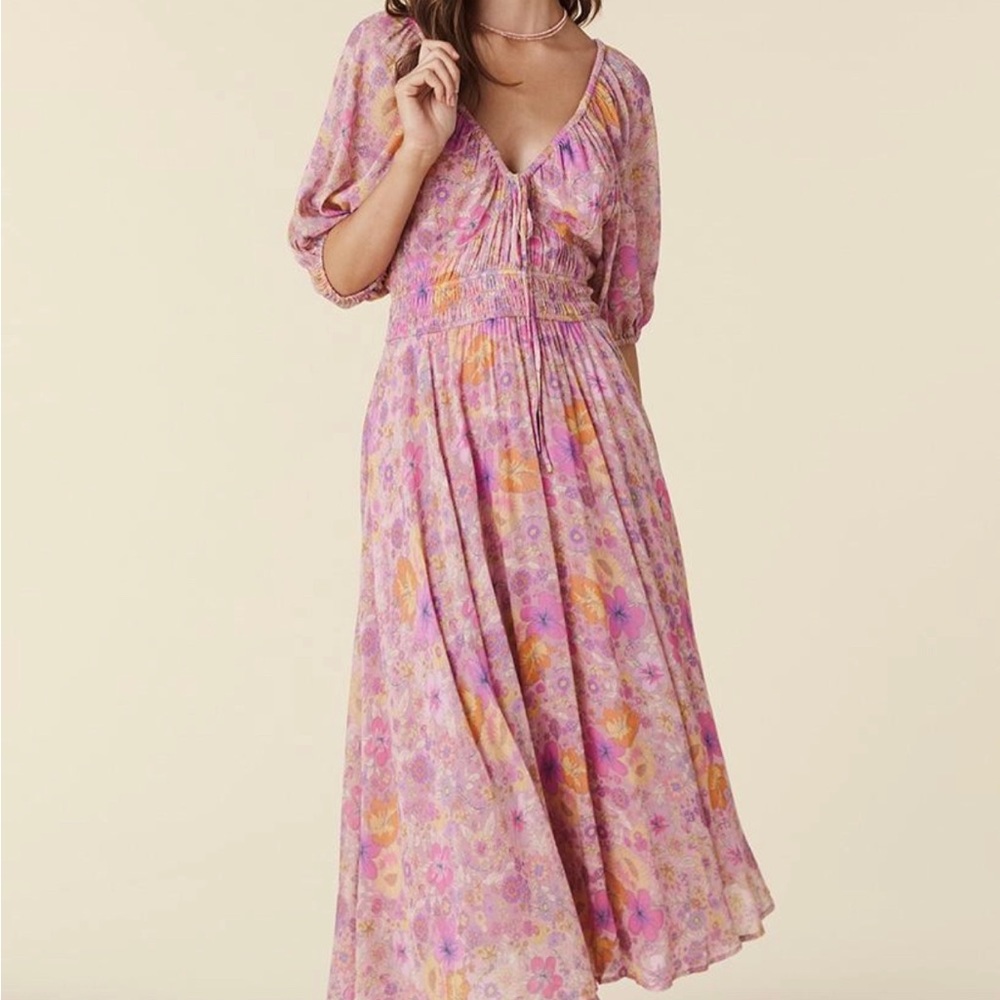 Spell Hibiscus Lane pink midi dress. New with tags!